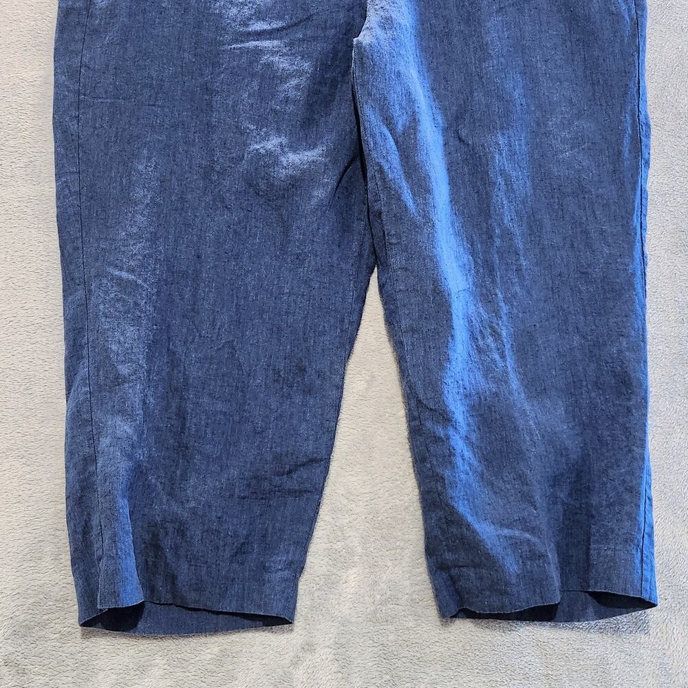 Talbots Womens Navy Blue 100% Linen Chelsea Crop Pants Size 20W Nautical Beach - Picture 3 of 13